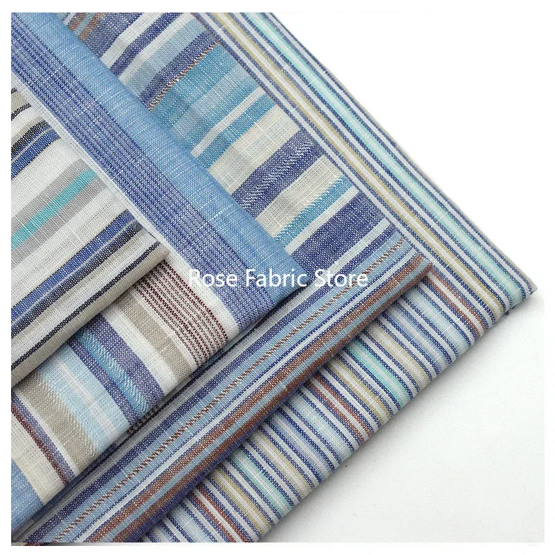 1 Meter Cotton Linen Yarn Dyed Striped Plaid Woven Fabric For Sewing Shirt Blouse Dress Sold By The Meter