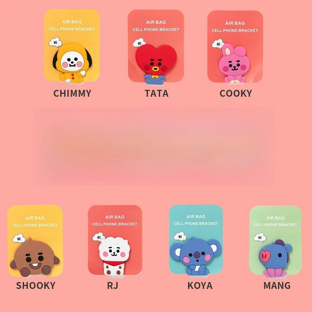 South Korea BT21 Mobile Phone Holder with Cute Cartoon Figurines Around It Computer and Mobile Phone Anti Fall Y2k Fashion Toys