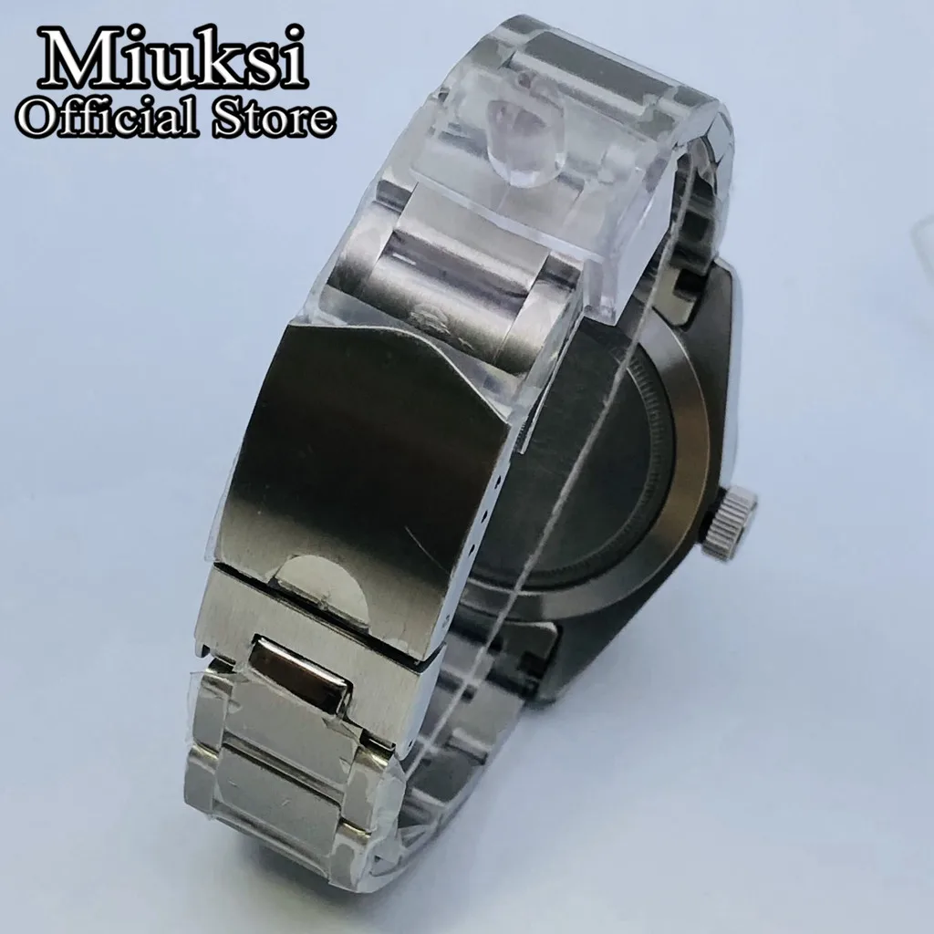 Miuksi 41mm silver sterile watch case sapphire glass fit NH35 NH36 ETA2824 2836 Miyota8205 8215 821A PT5000 movement