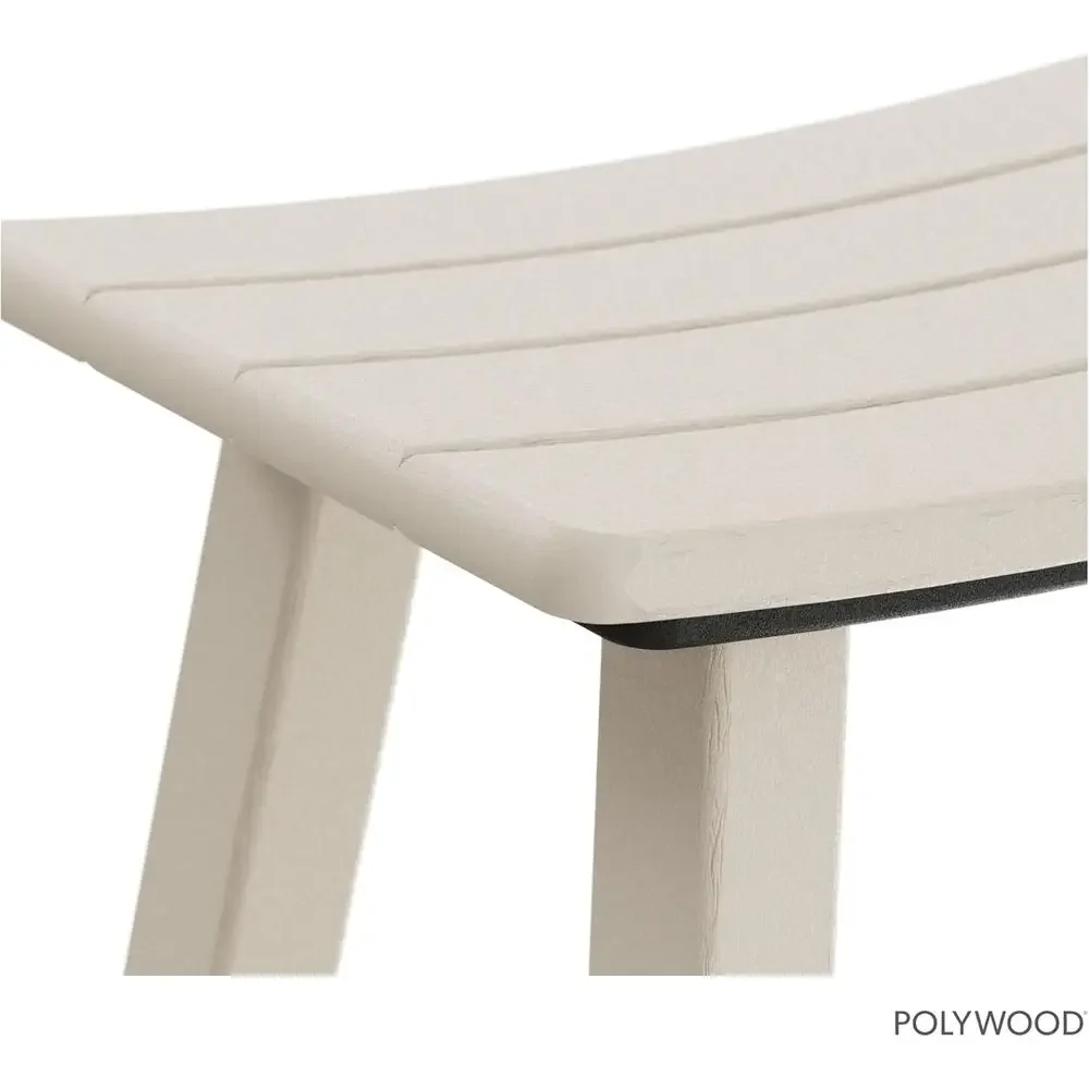 All-Weather 24 Counter Height Outdoor Bar Stools - Durable HDPE for Patio, Pool, Garden & Backyard - Sand view 6