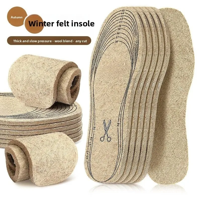 Thick Double Wool Felt Warm Insoles Autumn Winter Boots Shoe Pads Shock Absorb Pressure Relief Comfort Multi Sizes