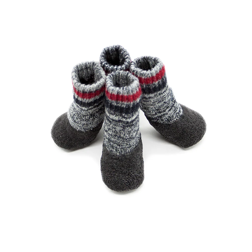 

2Pair Pet Socks Warm Waterproof Non-Slip Dog Socks Gray Padded Fall Winter Indoor Outdoor Paw Protection