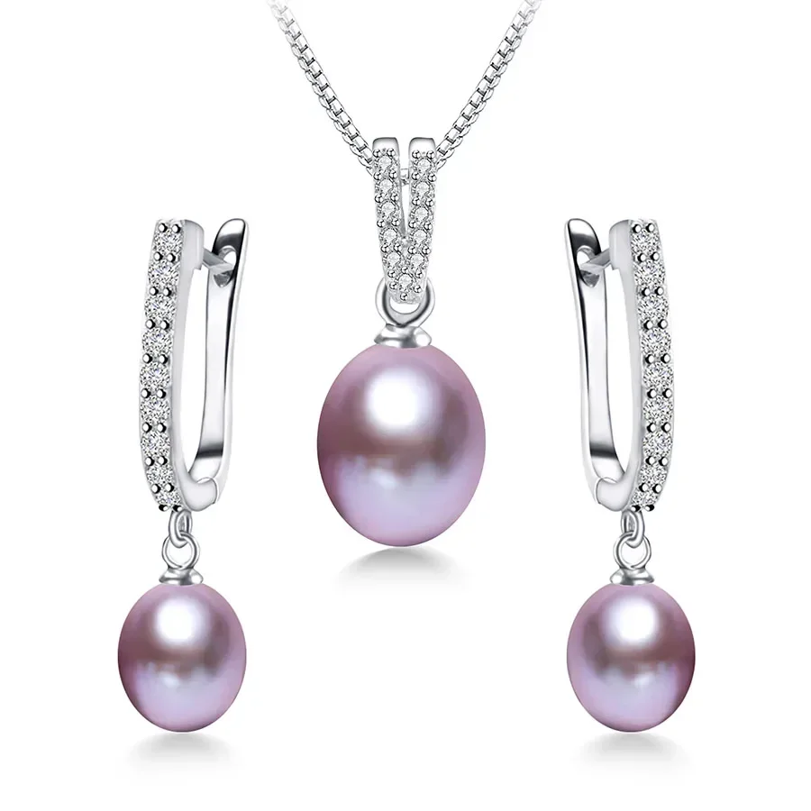 Dainashi Pearl Pendant and Earrings Jewelry Set Silver 4