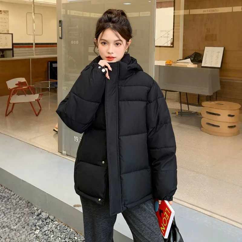 Cropped Quilted Puffer Jacket Hooded Zip Up Lightweight Winter Coat Korean Street Style Trendy Fall Layering Outerwear New