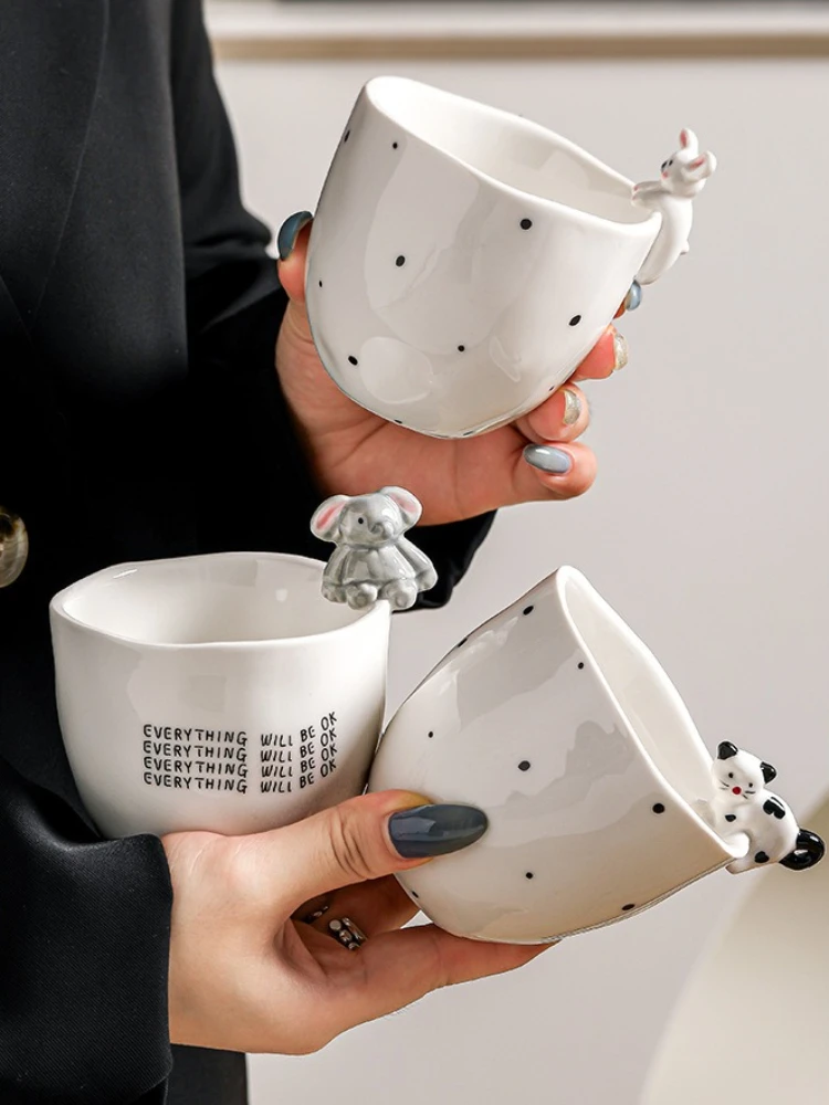 Cartoon dier handgegrepen beker keramische koffiemok schattig creatief paar melktheekopjes met geschenkdoos huishoudelijk drinkgerei theeservies