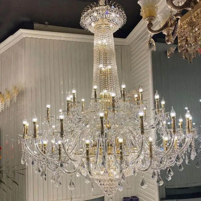 

European living room chandelier crystal modern simple light luxury bedroom dining room lamp American villa duplex floor
