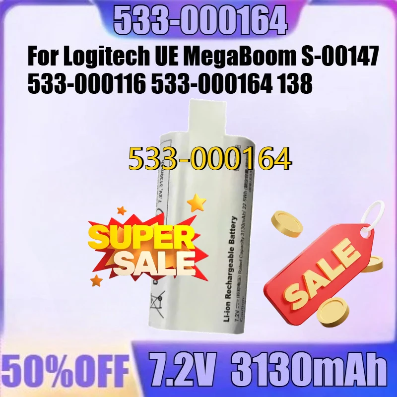 ل Logitech UE MegaBoom S-00147 533-000116 533-000164 138 بلوتوث الصوت بطارية جديدة 533-000164 7.2 فولت 3130 مللي أمبير بطارية