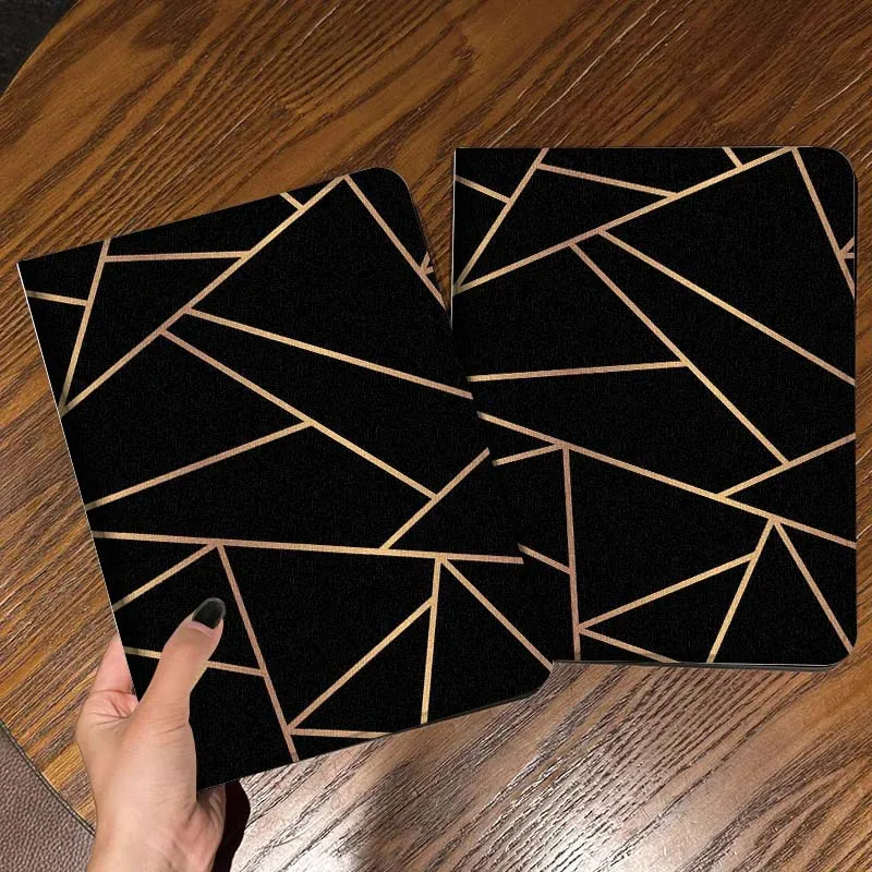 Geometric Gold Lines For iPad Pro Mini Air 1 2 3 4 5 6 7 10 11 th 8 9 gen 11 M4 M5 Foldable Tablet Case Cover