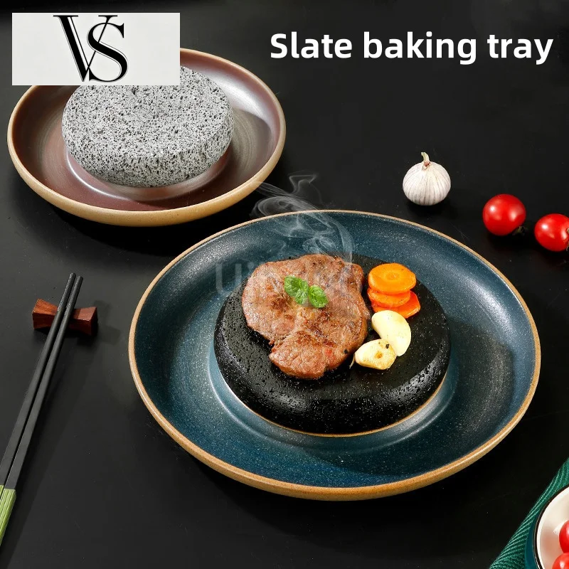 Plate Molecular Restaurant Cuisine Specialty Creative Tableware Ceramic Dining Steak Volcano Plate Stone Heating Sushi Tableware