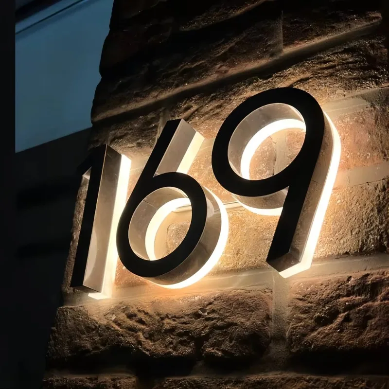 

Manufacturer Outdoor Wall Mounted Light Emitting Diode Back Halo Letter Signs Lighting Stainless Steel House Numbers