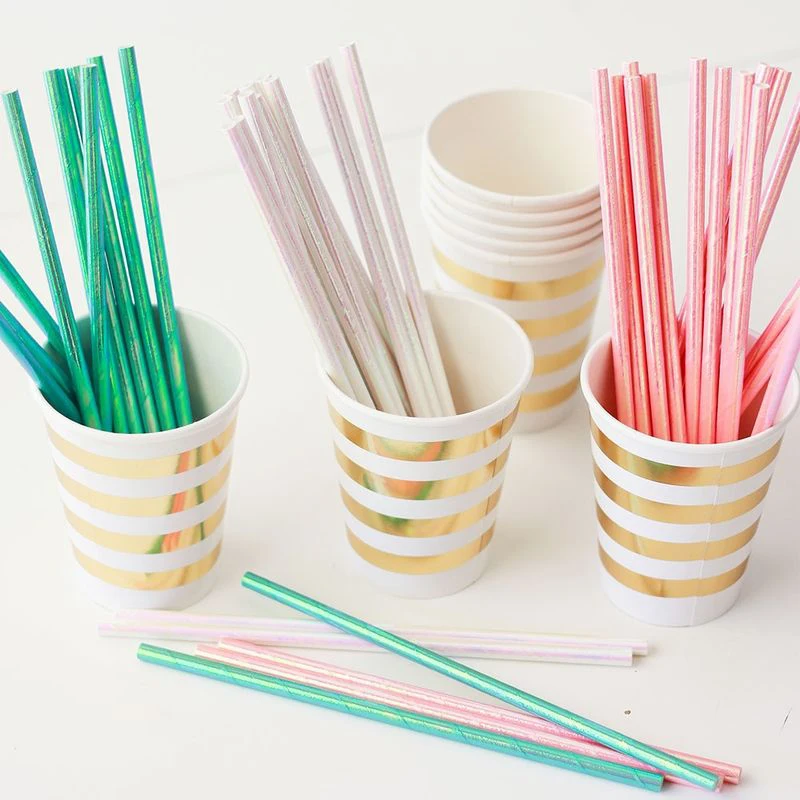 25pcs Rose Gold Party Birthday Straws Drinking Paper Straws Bachelor Party Kids Birthday Wedding Party Decoration Supplies