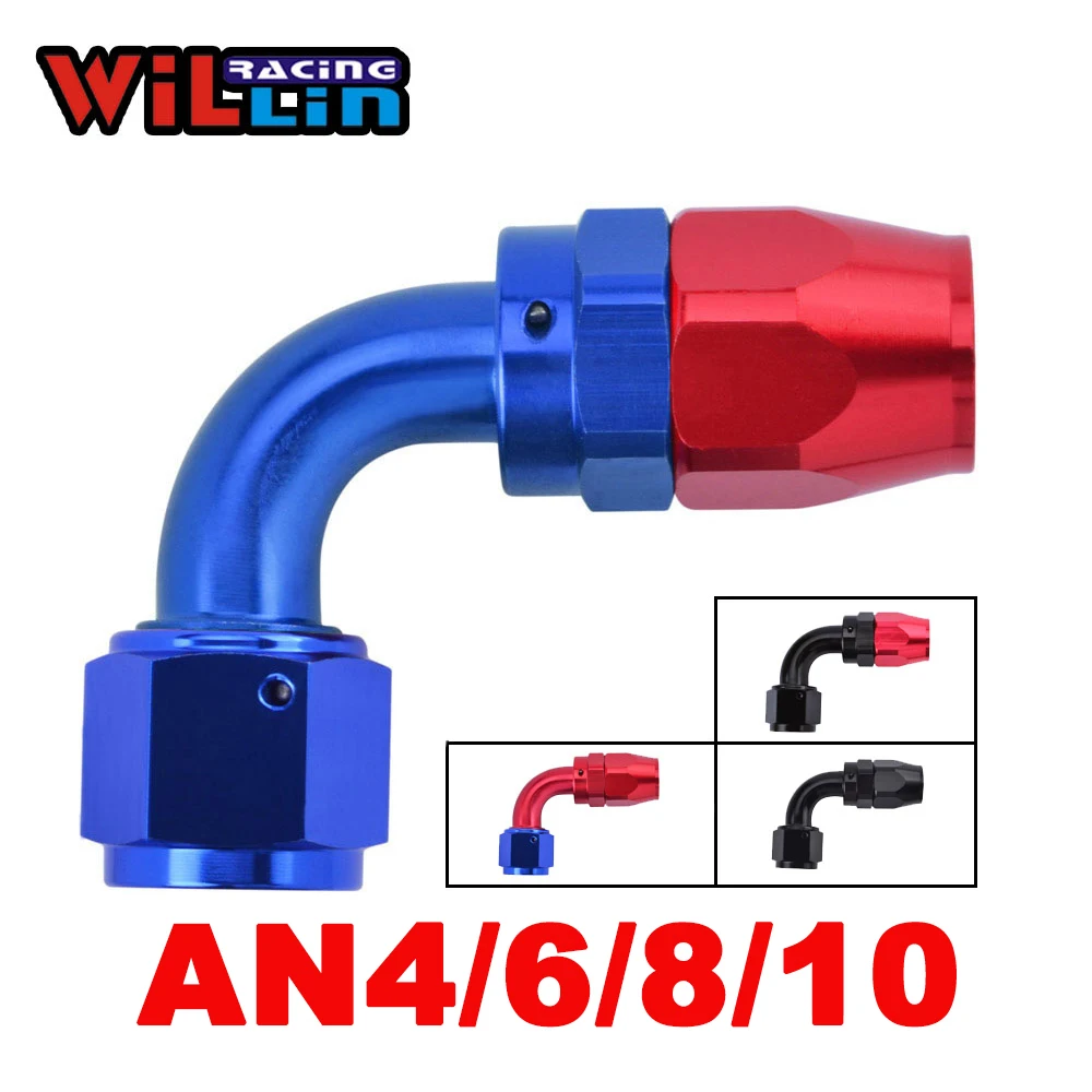 WILLIN – AN4/6/8/10 AN drehbares Schlauchende aus Aluminium, 90-Grad-Drehschlauchanschluss, Öl-/Kraftstoffanschluss, Adapter, Ölkühler-Schlauchanschluss