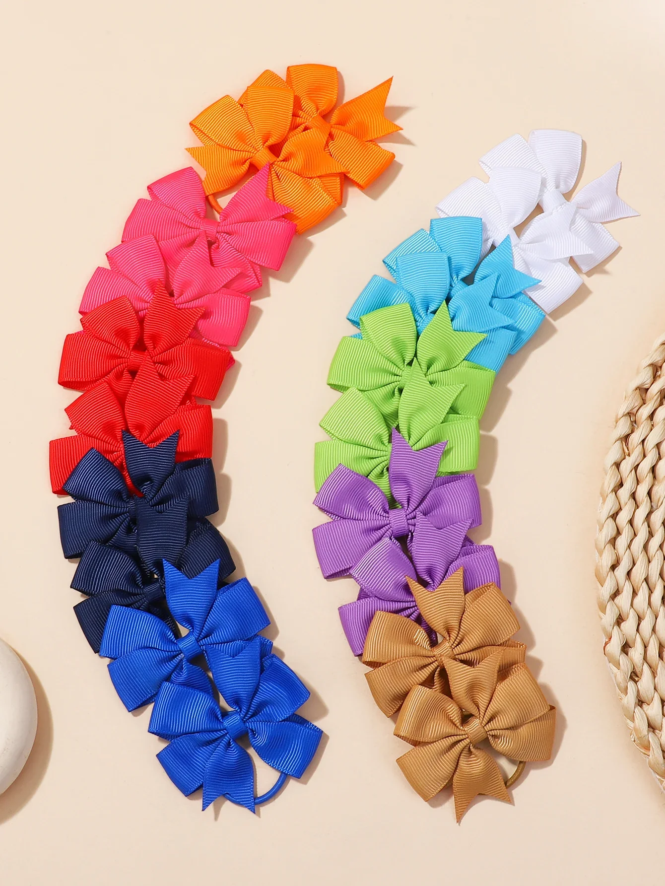 20PCS/Set New Bowknots Elastic Hair Bands for Girls Hair Rope Hair Tie Ponytail Holder Kids Baby Hair Accessories New Year Gift