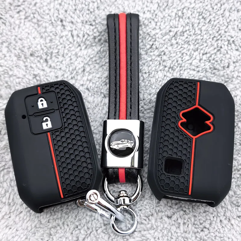 Silicone Car Key Case Cover for Suzuki Swift Wagon R Jimny Sierra Spacia Ertiga 2 Buttons Auto Key Fob Shell Protect Accessories