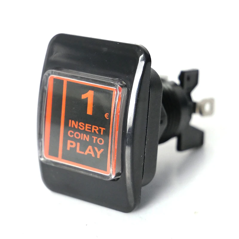 1€ Push Button For Credit Arcade Coin Operated Euro Game LED Push Button With Micro Switch