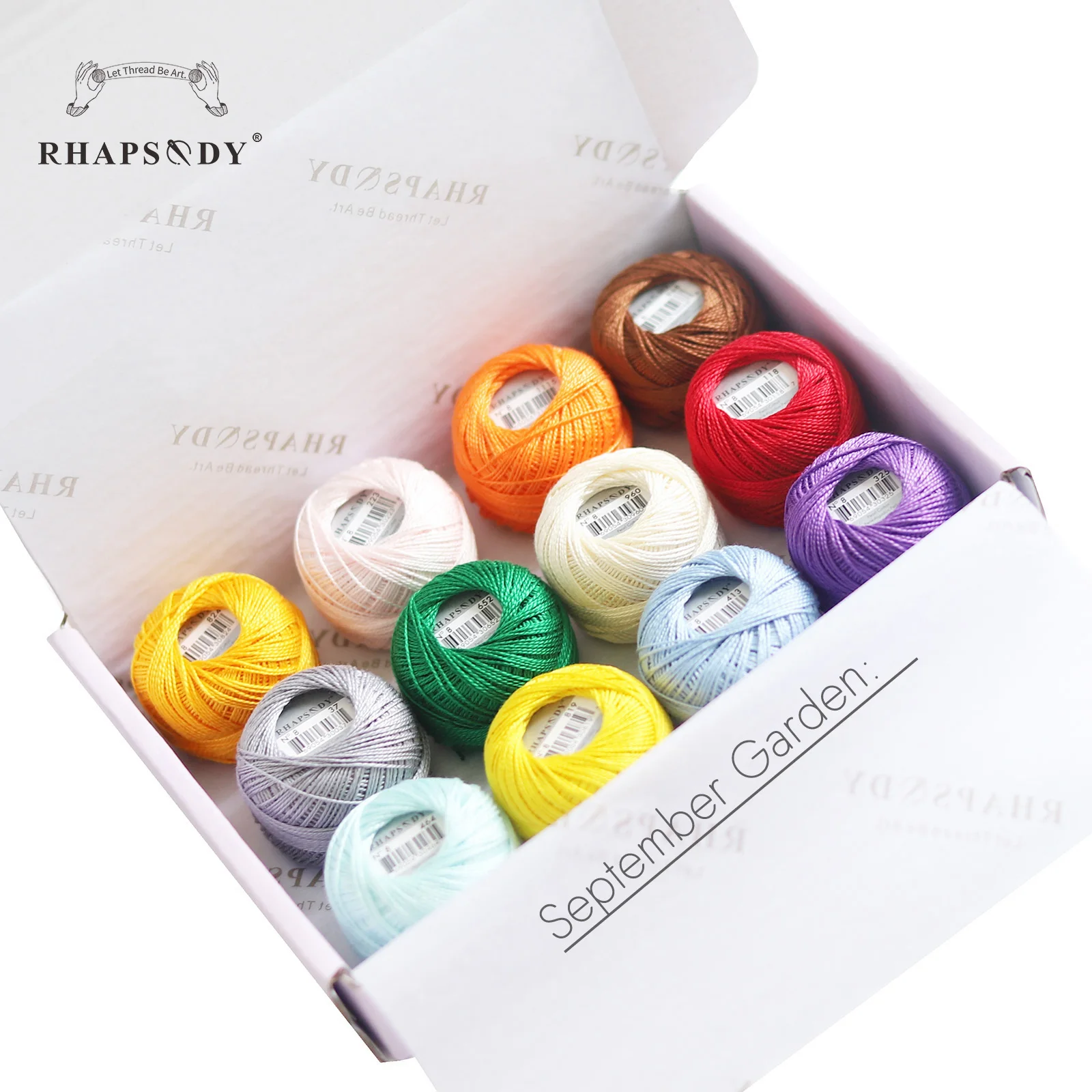 Rhapsody-Größe # 8 Perlen-Baumwoll-Häkelfaden-Stickerei, doppelt merzerisierte lange Stapel, ägyptische Baumwolle, NEUE FARBEN, 12 Bälle pro Box – Detail 20