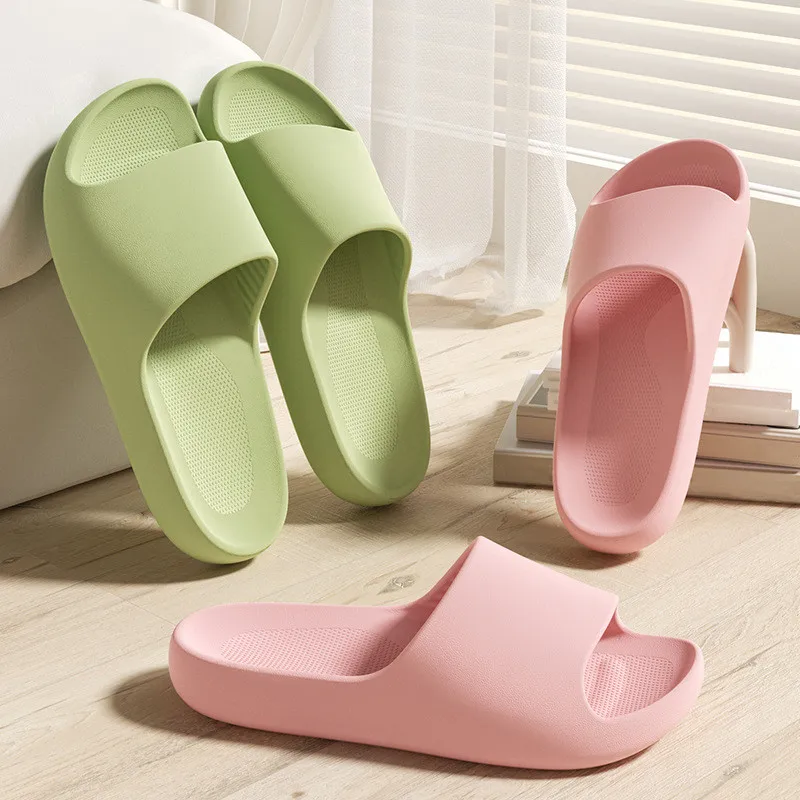 

New Women's Home Slides Summer Beach Sandals Concise Flip Flops Comfort Flats Indoor Soft Solid Color Anti-Slip Bathroom Shoes