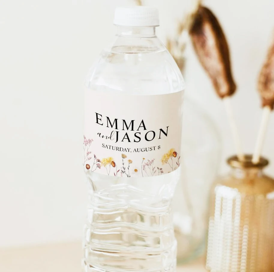 30pcs Wedding Water Bottle Label, Custom Water Bottle Label for Baby Shower, Customizable Water Bottle Label for Bridal Shower