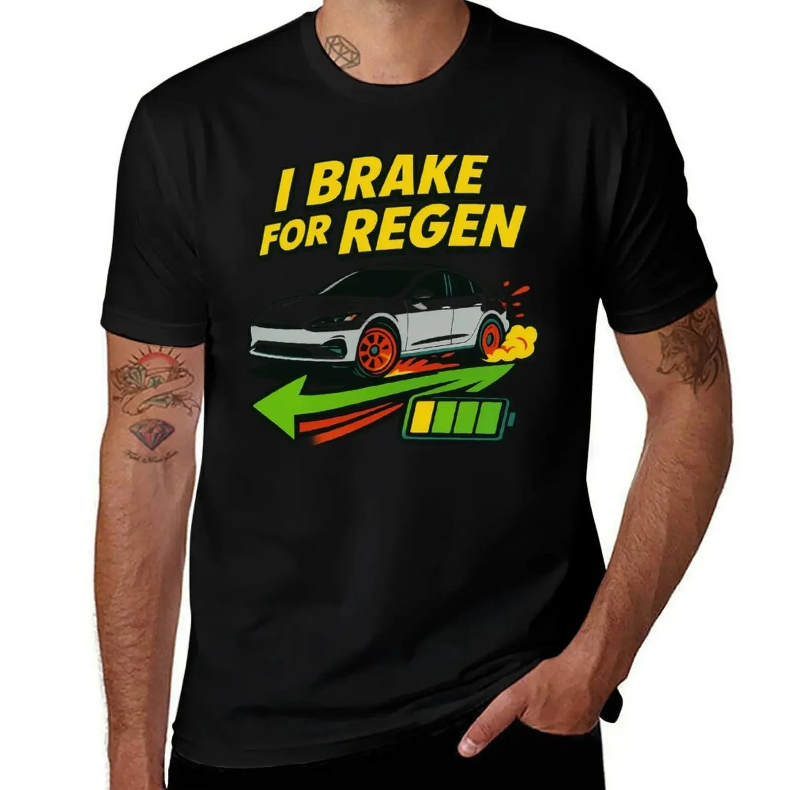 

I Brake for Regen – EV Humor Tee T-Shirt hippie clothes blue archive street wear plain mens designer clothes