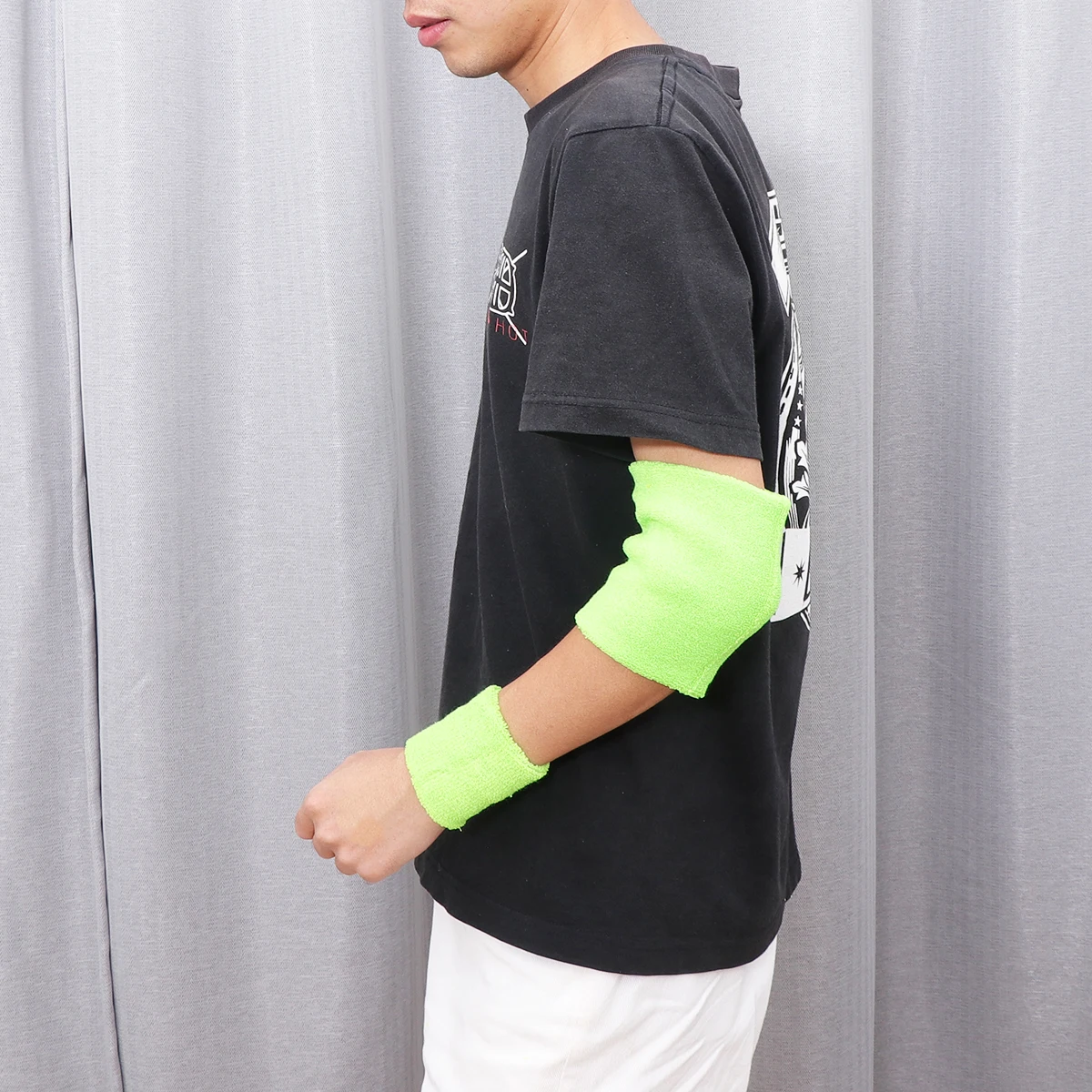 

5 PCS Fluorescent Green Headband Wristguard Set Fashion Sports Wristband Headbands Athletic Protective Elastic Basketball Gym