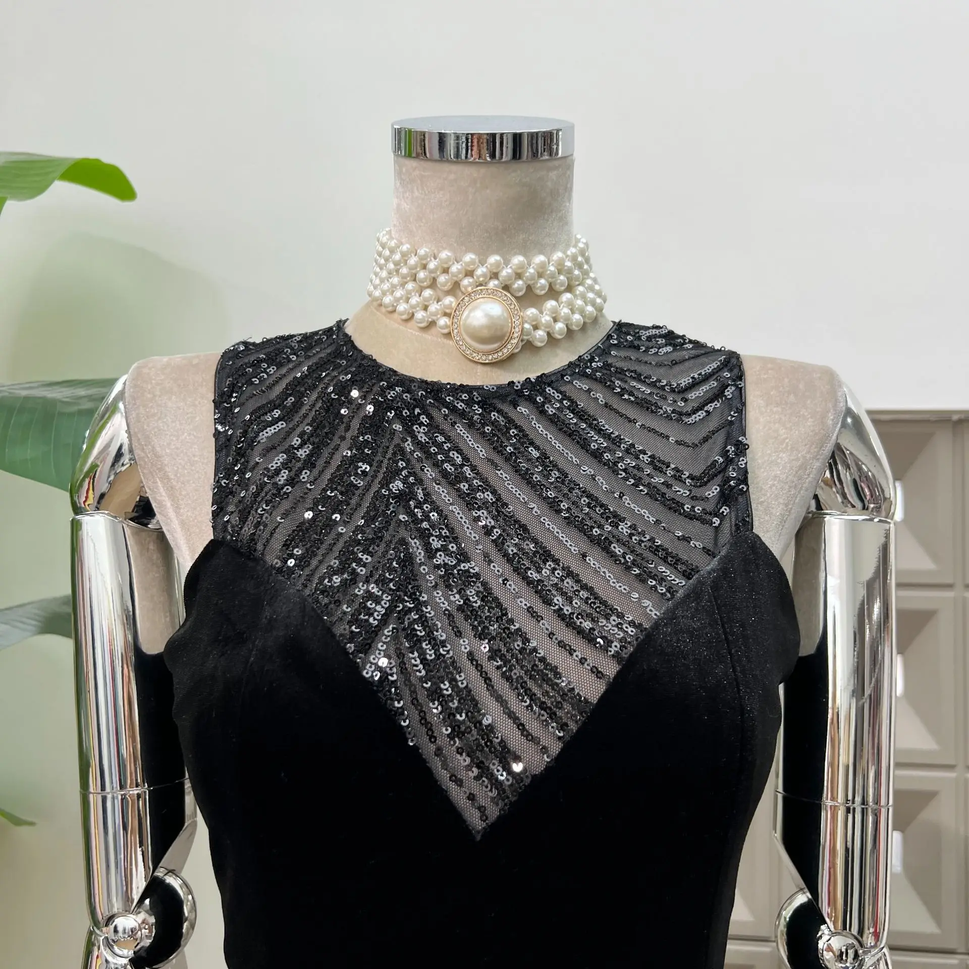 Hiqh جودة الأسود الترتر لامعة البسيطة ألف خط فستان المشاهير حفلة سهرة حفلة موسيقية فستاين سهرة/فساتين الحفلات النادي الليلي مثير فساتين عيد ميلاد