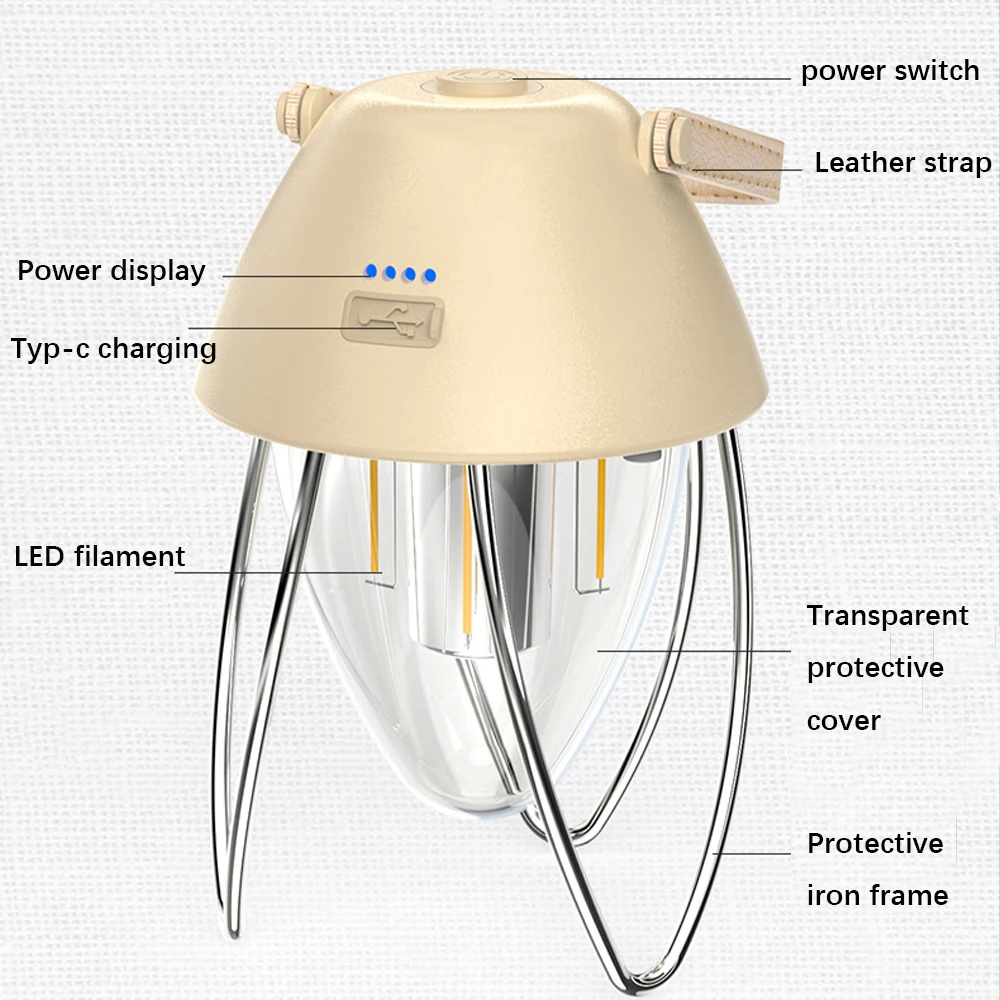 Led Camping Lantaarns Tuin Nachtverlichting Retro Kamp Licht Oplaadbare Waterdichte Haning Outdoor Tent Verlichting Tuin Decoratie