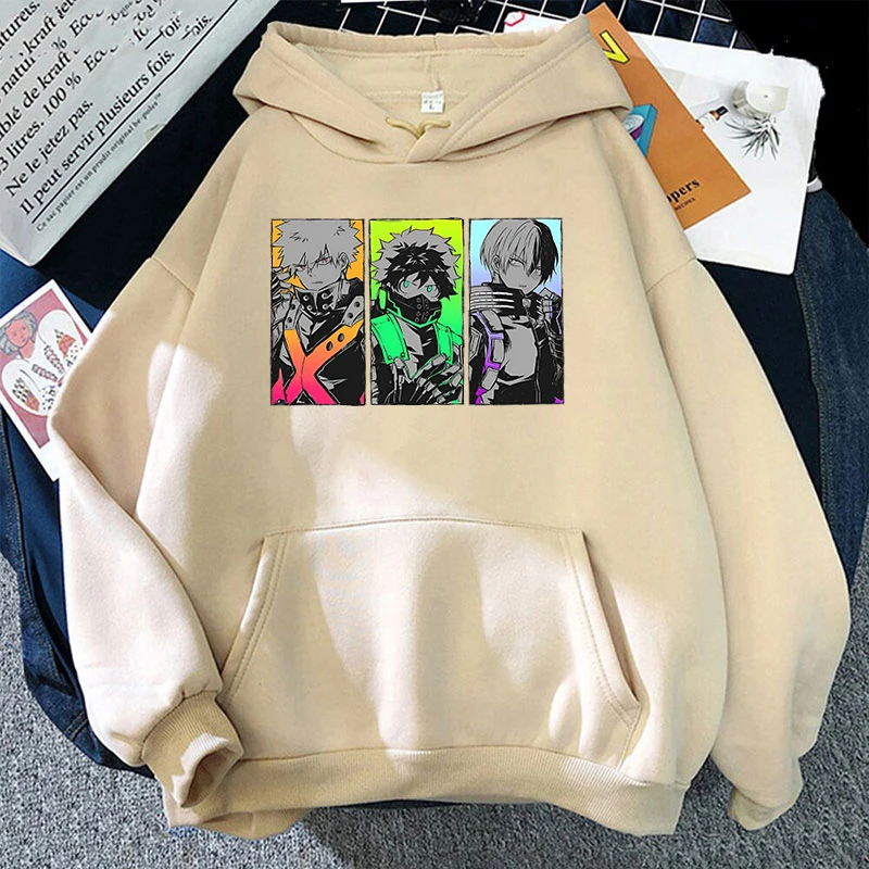 

New Women'S Men's Fashion Hooded Casual Long Sleeve Anime Deku Bakugou Katsuki Todoroki Shoto Hoodies Sweatshirts Loose Tops