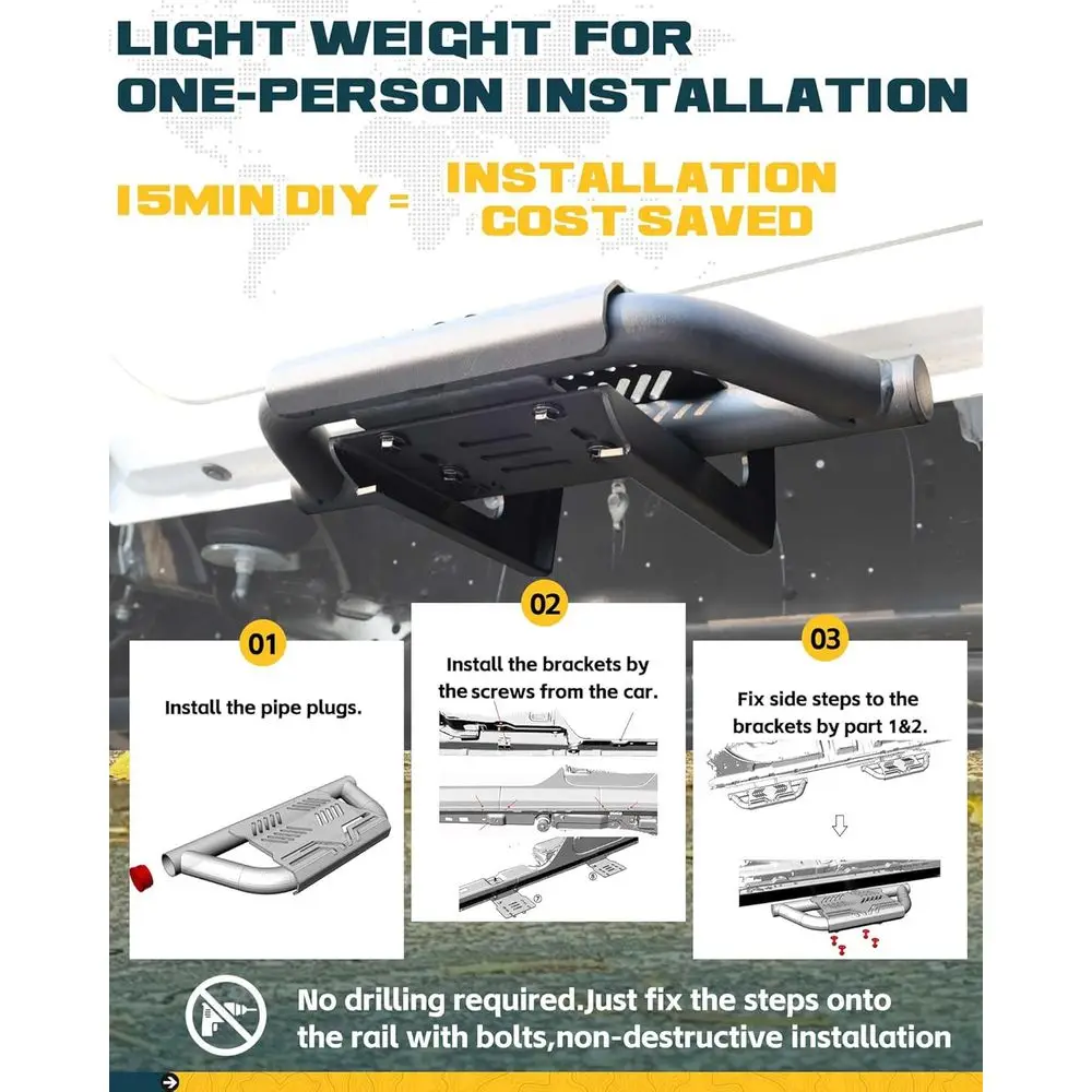 Side Steps Fit for 2007-2018 Jeep Wrangler JK 4-Door Running Boards 350 LBS Load (NOT for Rock Rails)