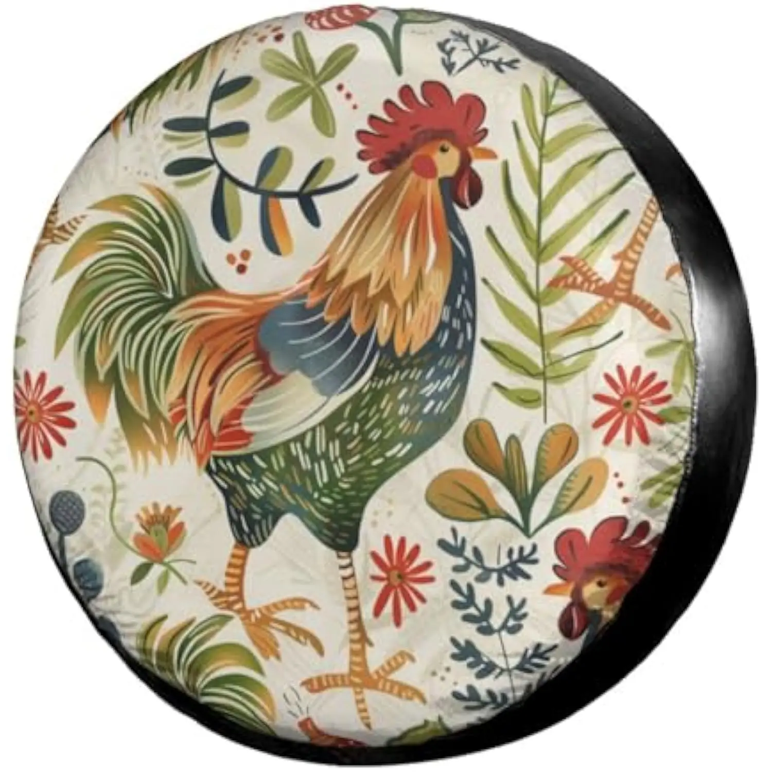 

Rooster Spare Tire Cover Farm Animal Wheel Protector Waterproof Outdoor SUV RV Trailer Cover