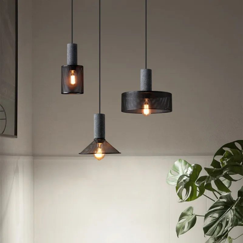 Industrial Concrete Pendant Light Home Decoration Chandelier Fixture Iron Shade Cement Hanging Lamp For Kitchen Island Bar Table