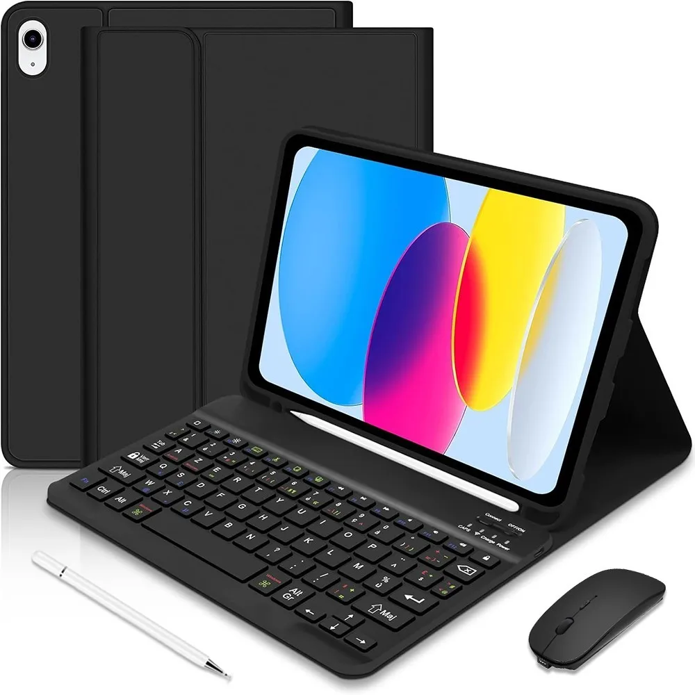 Coque Clavier pour iPad A16 iPad 10 iPad Air 10,9 iPad Air 11 + Souris et Stylet