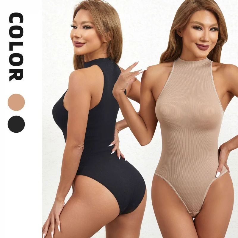 

New Women's round Neck Sleeveless Outerwear Bottoming Breasted Tights Belly Contracting Jumpsuit T-Shaped Corset