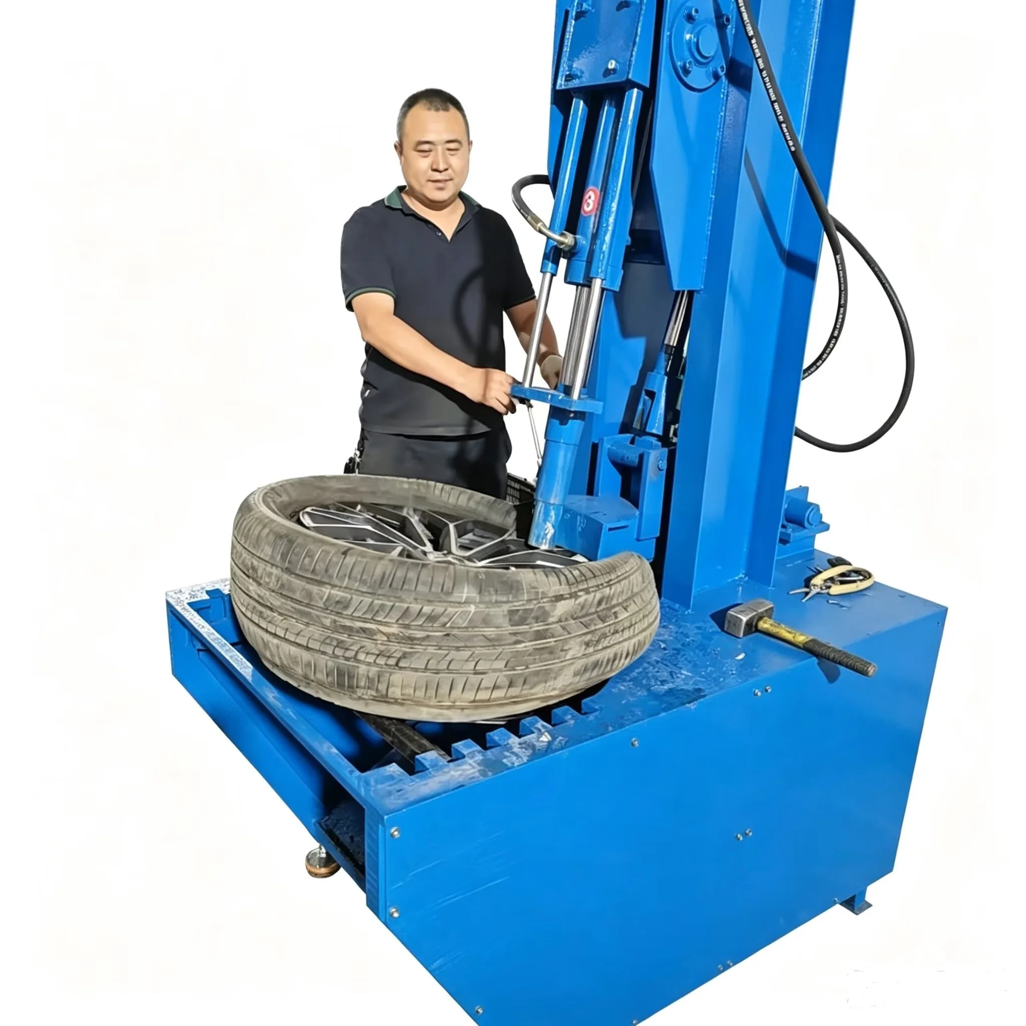 YW-700 Automatic Waste Tire Hub Separation Machine 200-300pcs/h Capacity 5.5kw Hydraulic Power Rubber Tire Wheel Recycling