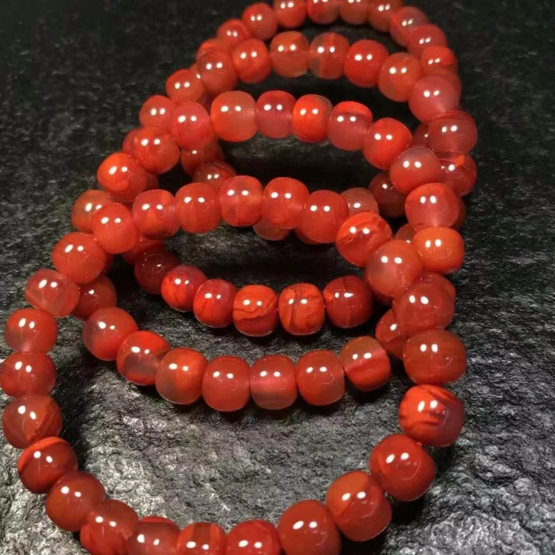 

Natural South Red Agate Old-Styled Bead Bracelet Color Beautiful Rosy Ethnic Style Necklace