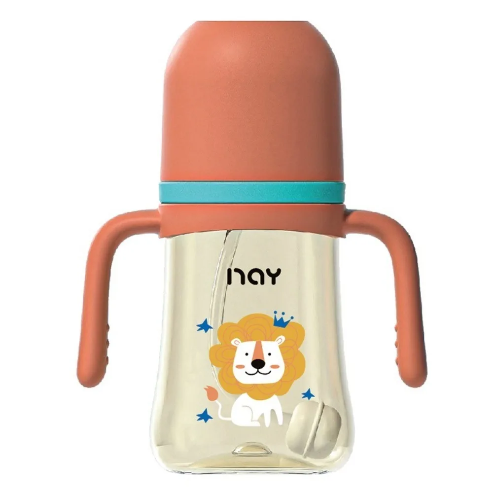 Portable Drop Resistant Newborn Bottle Cartoon Easy Grip Baby Drinking Cup 240ML Wide Neck Baby Bottle Night Feeding