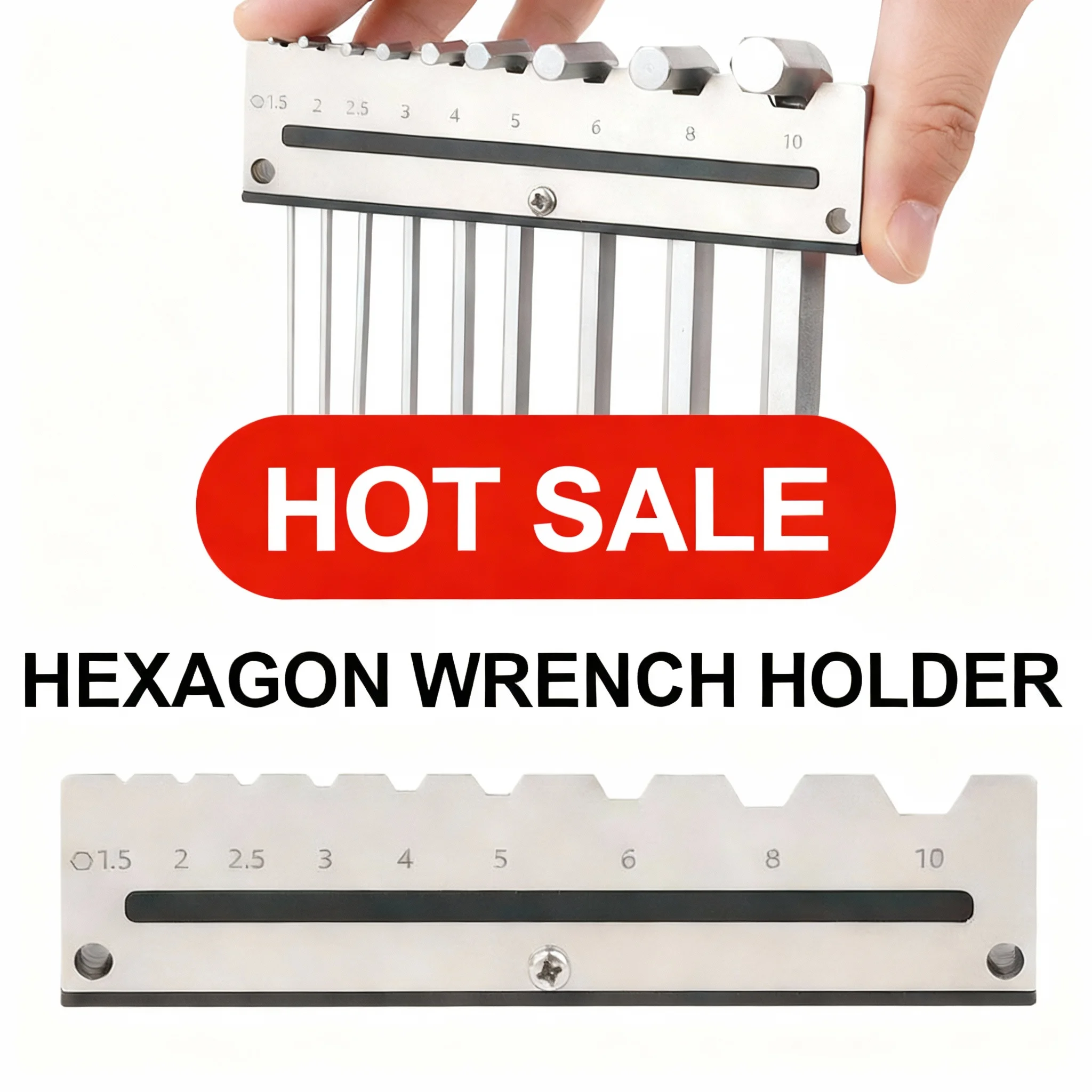

Hexagonal Wrench Holder Durable Metal Wall Bracket Multi Specification Hole Storage Rack Screw Fixation Wood Tool