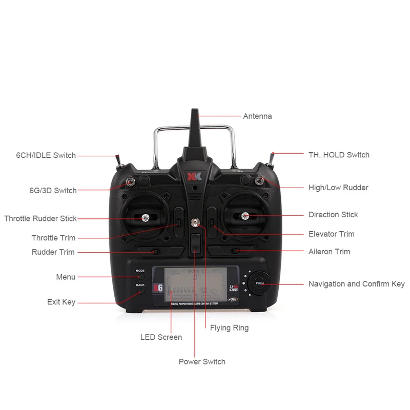 XK X6 nadajnik dla XK K110S K120 K123 K124 K130 helikopter RC A430 A220 A600 samolot pilot zdalnego sterowania