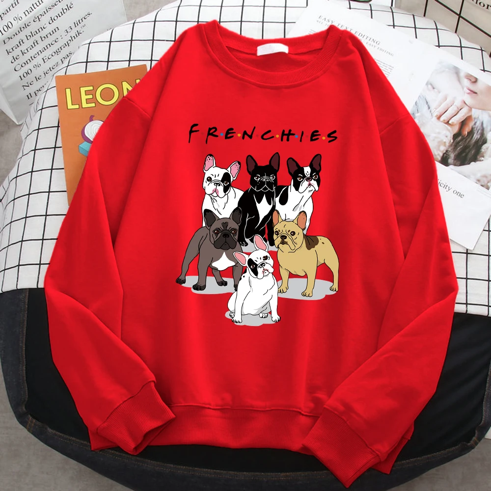 Fashion Street Women Pullover Frenchies Dachshund Pug Print Hoodie Comfortable Fleece Sweatshirt Loose Warm Female Sportswears