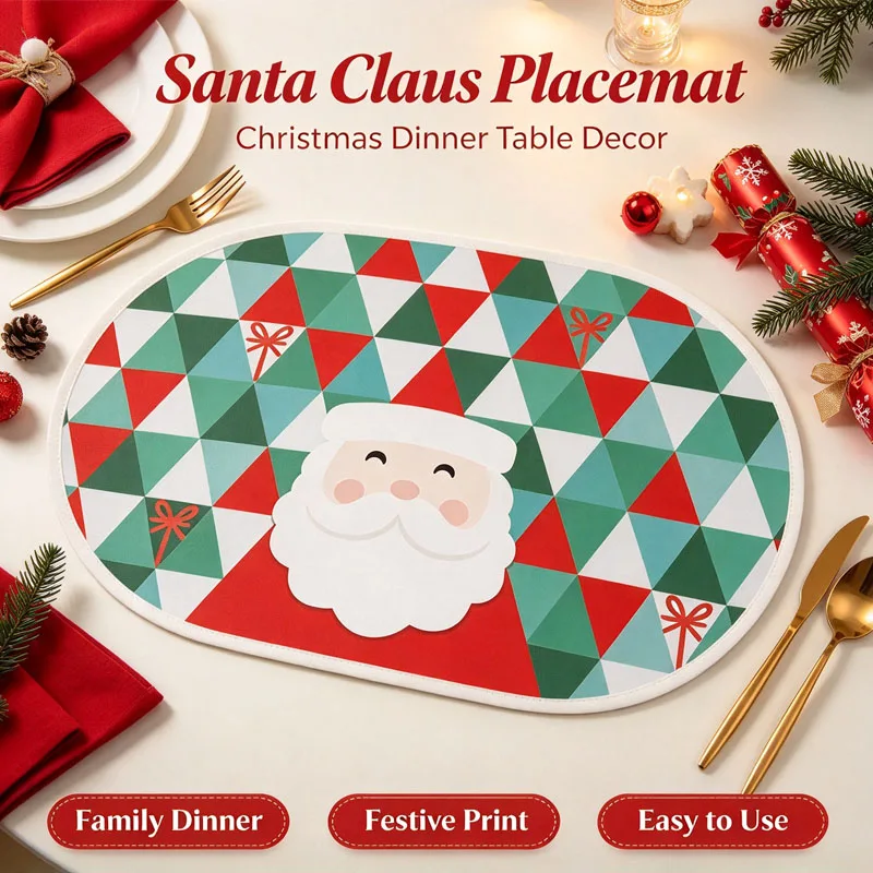 Xmas Christmas Heat Resistant Placemat Holiday Table Mat Insulation for Party Kitchen Festival Decoration Supplies New