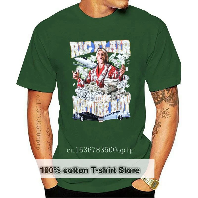 New Ric Flair Mens  T-Shirt -  Ric Flair Nature Boy Piled in Money Limos  Planes