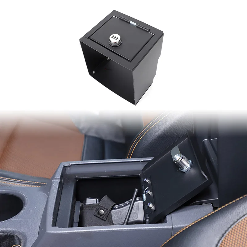 Aluminum Alloy For Ford Ranger Wildtrak 2015-2022 Password Lock Security Safe Box Armrest Storage Privacy Protection Accessories