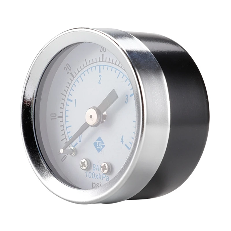 Mini Pressure Gauge 0-60psi 0-4bar Dual Mount 1 Thread Pressure Gauge for Fuel Air Oil Water