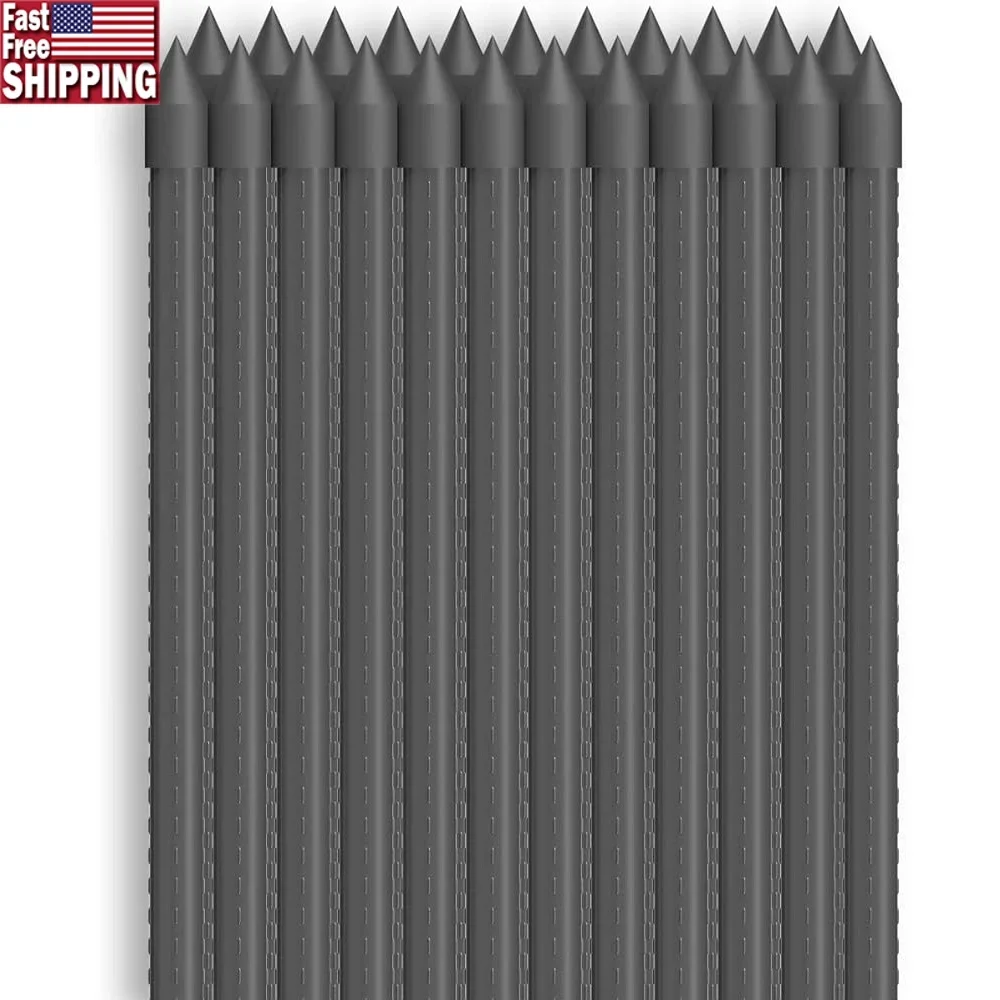 

36 Inch Garden Plant Stakes Metal Support Sticks 25 Pack Rustproof Coated Stakes Tomatoes Trees Vines and Gardening