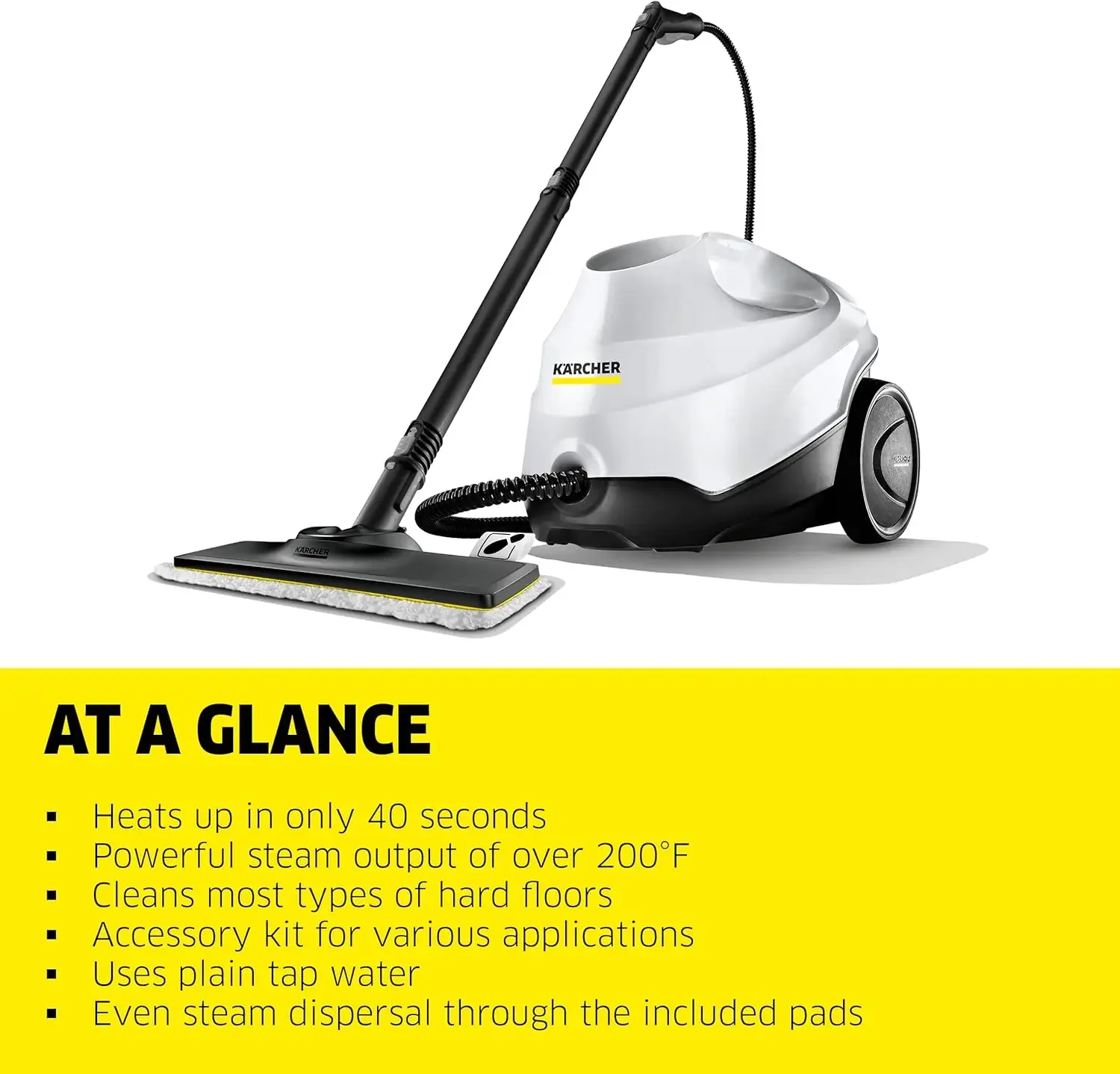 SC3 Steam Cleaner with Attachments, Multi Purpose Power Steamer – Chemical-Free, 40 Sec Heat-Up, Continuous Steam - for Grout, T