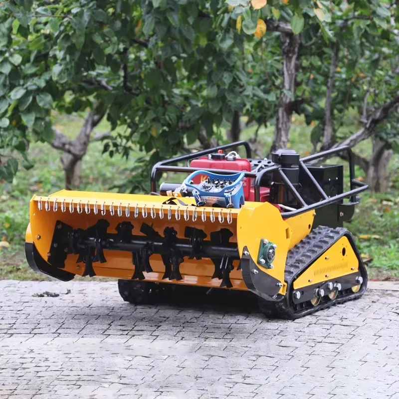 Remote Controlled Tracked Mulcher Multifunction 800mm 1000mm Automatic Grass Self-propelled Cordless Electric Lawn Mower