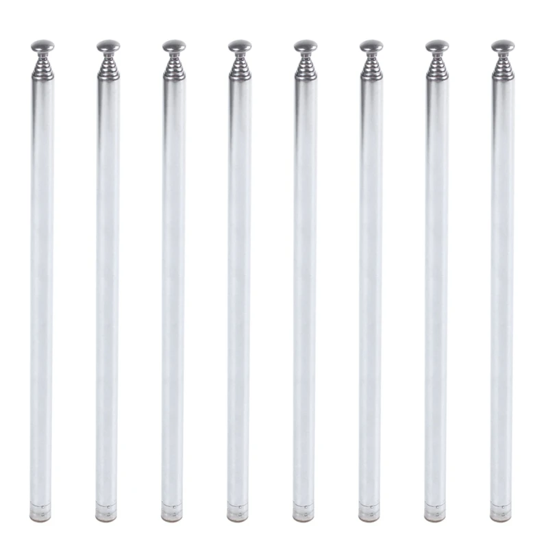 B63B-8Pcs 96Cm Length 7 Section Telescoping Stainless Steel AM FM Radio TV Antenna