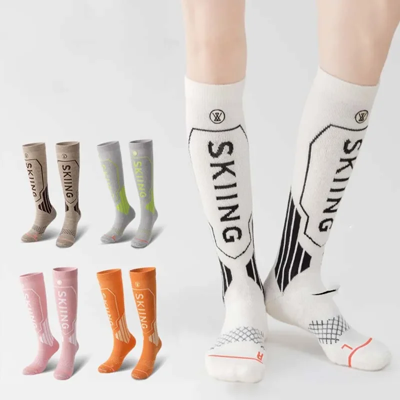 Calcetines de esquí con estampado para hombre y mujer, medias cálidas transpirables de secado rápido, para deportes al aire libre, absorción del sudor, novedad de invierno, 2025