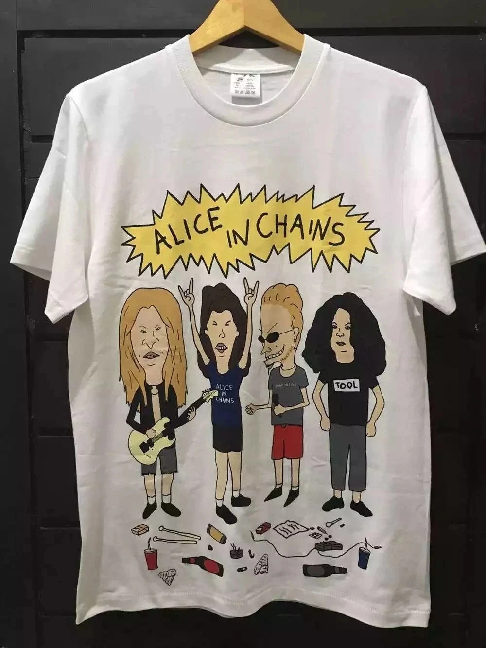 2026 Alice in Chains "Beavis and Butthead White Short Sleeve T-Shirt Men's Women's T-Shirt Summer Vintage Streetwear Top Ins Y2k