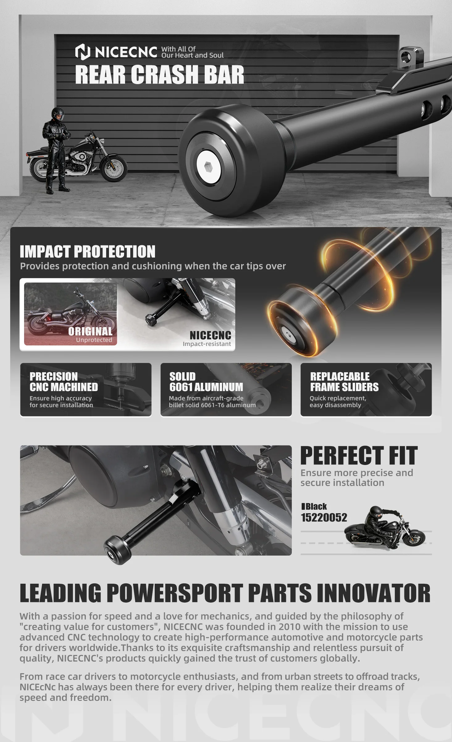 Hinterer Sturzbügel Rahmenschutz Motorschutz für Harley Dyna Fat Bob FXDF Low Rider FXDL Street Bob FXDB Wide Glide FXDWG Super Glide – Detail 1