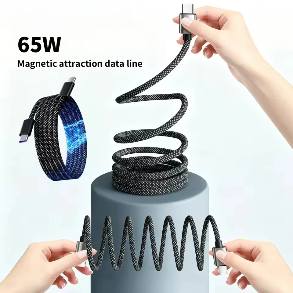 65W Quick Charge 3.0 Nylon-geflochtenes USB-C-auf-USB-C-Kabel, schnelles Lade- und Datenkabel, universell für iPhone 15, Samsung, Xiaomi